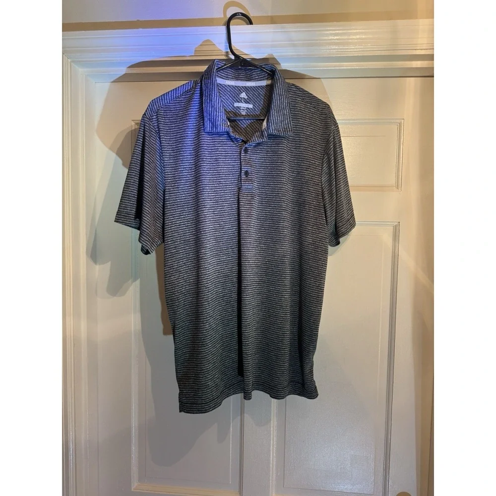Adidas Polo Shirt Mens Large Gray Performance Golf